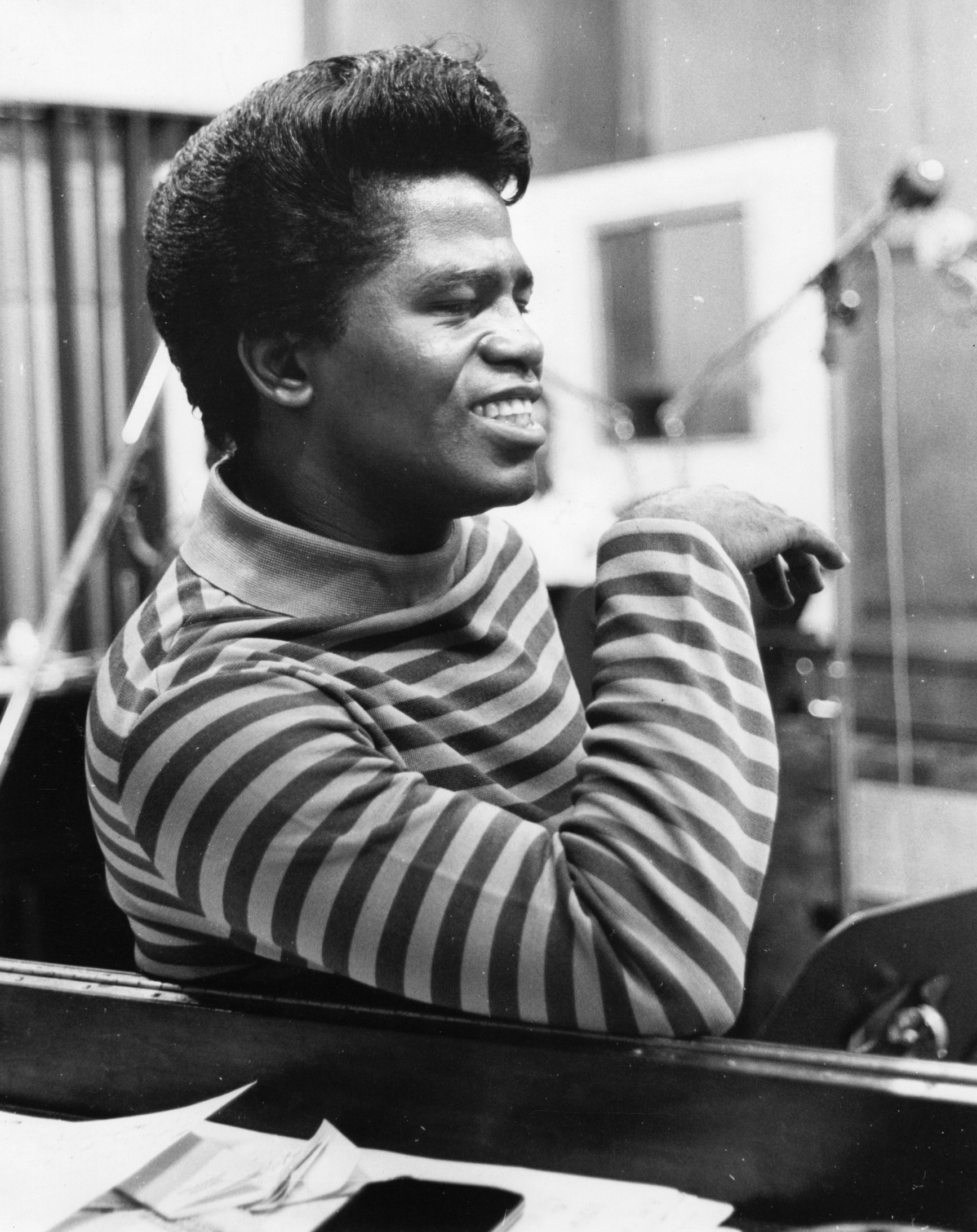 James Brown in the studio during “It’s a Man’s Man’s Man’s World” recording session, 1966. Photo by Gilles Petard/Redferns.